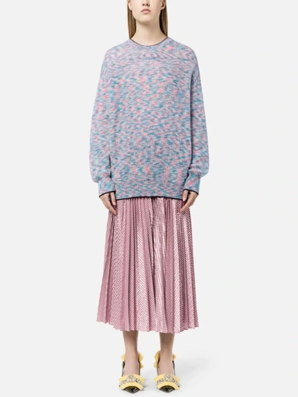 NWT Christopher Kane Womens Mohair Sweater XL Blue Knit Crew Neck Jumper Italy
